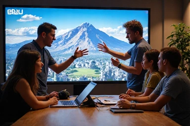 Team collaboration in a modern office