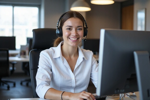 Professional call center representative assisting a customer